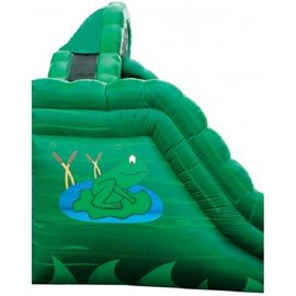 Emerald Green Frog Fun Zjeżdżalnie wodne, nadmuchiwane Double Rush Slip Wet Slide