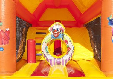 2 W 1 Nadmuchiwane Combo Bouncers Yellow Clown Children Bouncy Castle With Slide