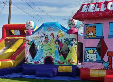 Różowy Hello Kitty Inflatable Bouncer, Blow Up Kids Bouncy Castle For Backyard Fun