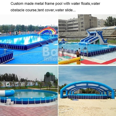 EN71 Przenośny basen z wodą 0,9 mm PVC Nadmuchiwany prostokątny basen z metalową ramą