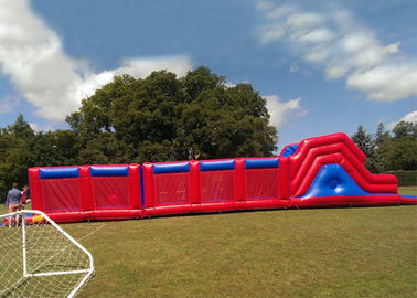 Gry na świeżym powietrzu 0.55mm PVC Red Giant Assault Courses Inflatable Bouncy Obstacle Course