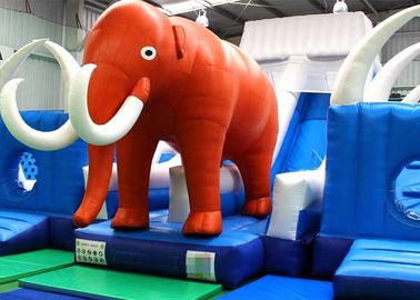 CE, EN14960 Niebieski i czerwony Giant Inflatable world elephant Bouncer Slide For KIds