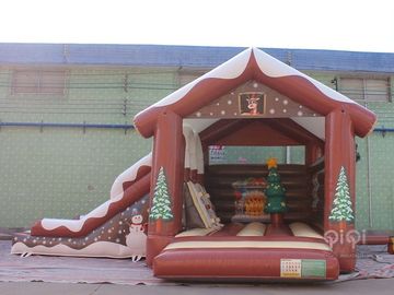 Boże Narodzenie dekoracje dmuchane Bounce House Slide Combo ze zjeżdżalnią w czasie zimy
