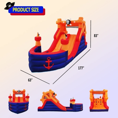 Statek piracki dla dzieci nadmuchiwana podwójna zjeżdżalnia wodna z parkiem wodnym dmuchawy