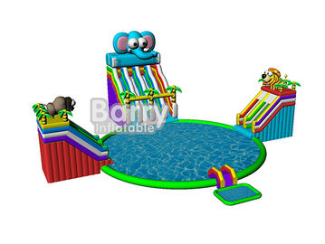 Letnie dzieci bawią się parkami, słoń nadmuchiwany park wodny z CE, EN14960