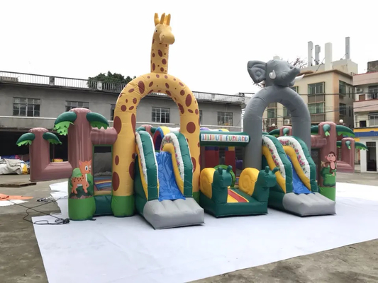 Plac zabaw Jungle Theme Nadmuchiwany park rozrywki Zamek do skakania ze zjeżdżalnią