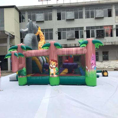 Plac zabaw Jungle Theme Nadmuchiwany park rozrywki Zamek do skakania ze zjeżdżalnią