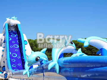 Blue Animal Giant Dolphin Inflatable Water Slide Adult Size Huge Inflatable Slide
