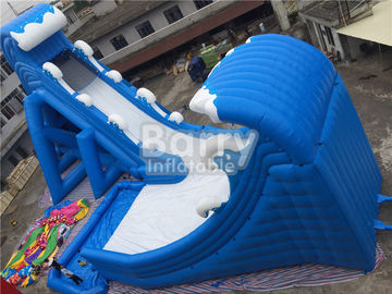 Blue Wave 36 * 20 * 15m Gigantyczna dmuchana zjeżdżalnia z basenem CE / UL Blower