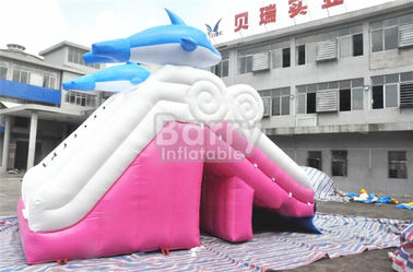 0,55mm materiał brezentowy Pvc Dolphin Pink Dmuchana zjeżdżalnia na basen