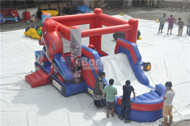 Spiderman Bouncy Castle, Round Inflatable Bouncer Combo With Slide