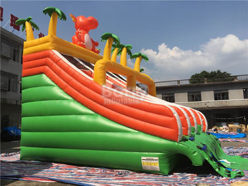 PVC Dinosaur Double Nadmuchiwana zjeżdżalnia do basenu z łóżkiem do lądowania