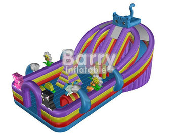 Wykonane na zamówienie nadmuchiwany plac zabaw dla dzieci z niebieskim kotem / wyposażenie placów zabaw dla dzieci z kolorowym domkiem skaczącym