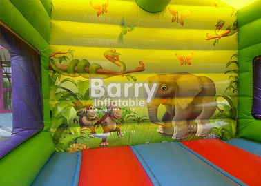 Komercyjny motyw dżungli Giant Inflatable Combo Tropical Bouncer With Slide
