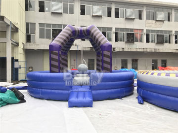 Last Man Standing Inflatable Interactive Games, Purple Outdoor Playground Equipment Wrecking Ball Game