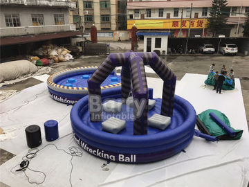 Last Man Standing Inflatable Interactive Games, Purple Outdoor Playground Equipment Wrecking Ball Game