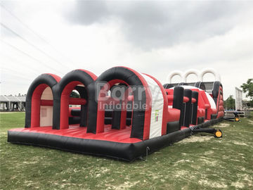 Czerwony wielki tor przeszkód handlowych Bounce House, Inflatable Rush Extreme Obstacle