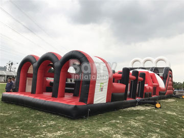 Czerwony wielki tor przeszkód handlowych Bounce House, Inflatable Rush Extreme Obstacle