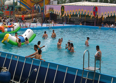 Komercyjny duży prostokątny basen z metalową ramą, mobilny basen dla parku
