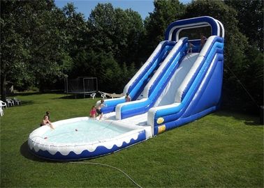 Double Lane Inflatable Water Slide, Trwały materiał Nadmuchiwana zjeżdżalnia wodna do zabawy