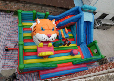Amusement Tigers Head Childrens Nadmuchiwany dmuchany zamek ze zjeżdżalnią