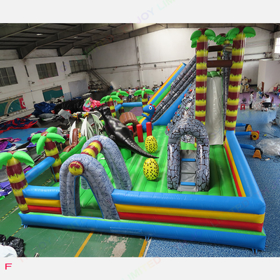 EN71 Inflatable Fun City 12x8m Jurassic Dinosaurs Theme Nadmuchiwany zamek