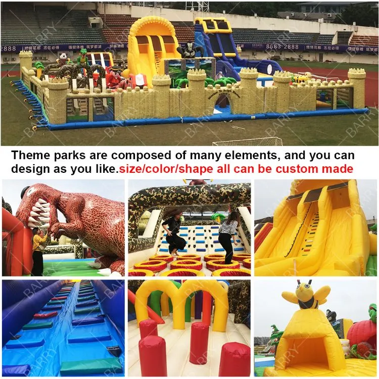 Zabawny szalony jazdę Park rozrywki Gry zwierzęce Bg Wydręczyciel Tor przeszkód Sliding Puffable Park rozrywki 4