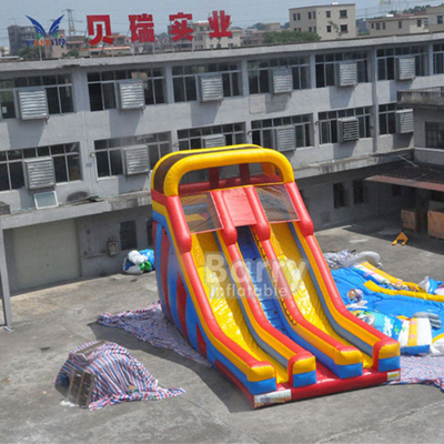 0.55mm PVC Double Lane Blow Up Slide Nadmuchiwane zabawki dla dzieci na plac zabaw