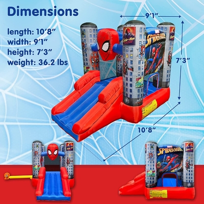 0.55mm PVC Outdoor Bouncer Marvel Spider Man Kids Bounce House ze zjeżdżalnią
