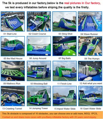 Komercyjna klasa Insane Inflatable 5k Inflatable Obstacle Course Extreme Game Start Line For Team Building Event