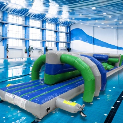 Fantastyczne podmuchane zabawki wodne 15M Twin Track Pool Podmuchane wody pływające tor przeszkód