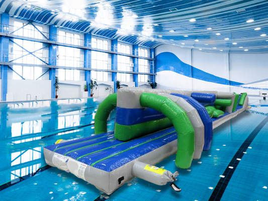 Fantastyczne podmuchane zabawki wodne 15M Twin Track Pool Podmuchane wody pływające tor przeszkód