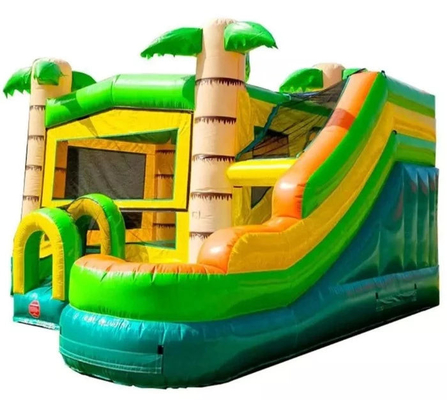 Domy używane Dżungla Puchnięty dom z zjeżdżalniami Palm Tree Puchnięty bouncer