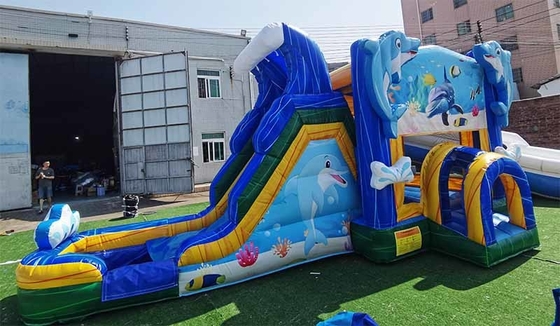 Specjalnie wykonane Dolphin Bounce House Z Slide Podwodny Świat Tematyka Skakanie Zamek Dla Dzieci