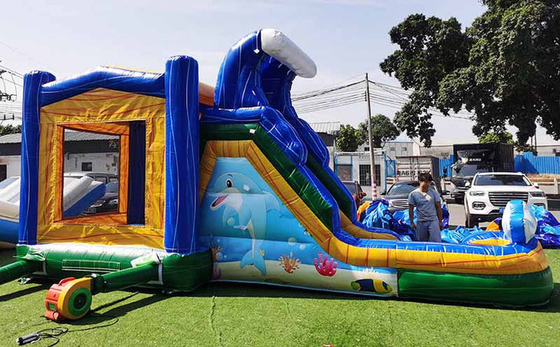 Specjalnie wykonane Dolphin Bounce House Z Slide Podwodny Świat Tematyka Skakanie Zamek Dla Dzieci
