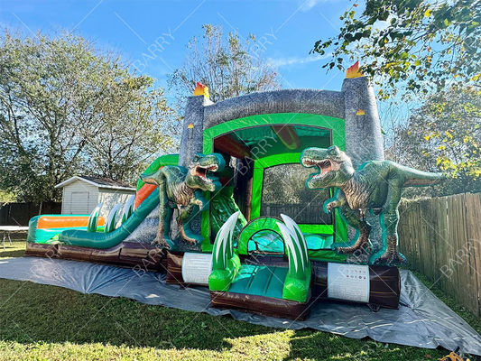 T-Rex Dinozaur Płynny zjeżdżalnik wodny Dom odbiór Kombo Płynny wyskakujący zamek