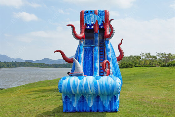 Duża komercyjna dmuchana zjeżdżalnia wodna dla dorosłych 25 stóp Ocean Battle Slide Pool