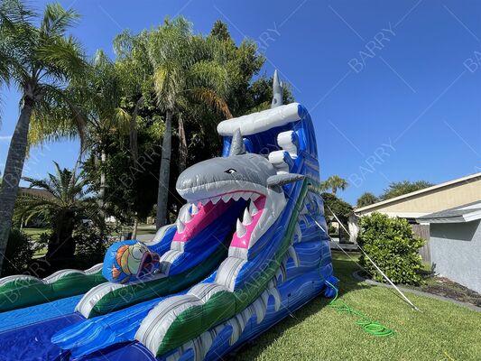 Shark Theme Thickness PVC Inflatable Water Park Swimming Pool with Slide Water Pool for Children