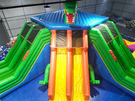 Komercyjny Dragon Inflatable Water Park, wieloślizgowy plac zabaw wodnych z dużym basenem dla parków rozrywki Festiwale