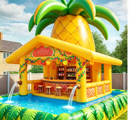 Duży Ananas Płynny Bar Basenu Z Spryskiwaczami Wody