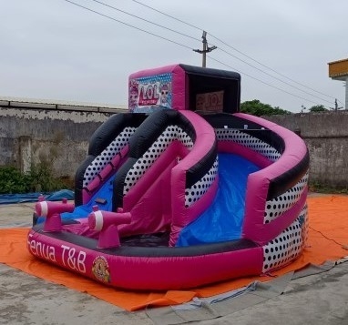 0,55 mm PVC nadmuchiwany LOL Bounce House Slide Różowy wynajem komercyjny