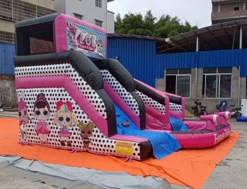 0,55 mm PVC nadmuchiwany LOL Bounce House Slide Różowy wynajem komercyjny
