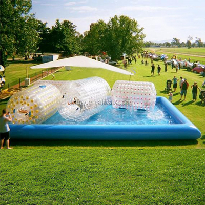 Duży nadmuchiwany basen z rolkami wodnymi 10m * 10m do parku rozrywki