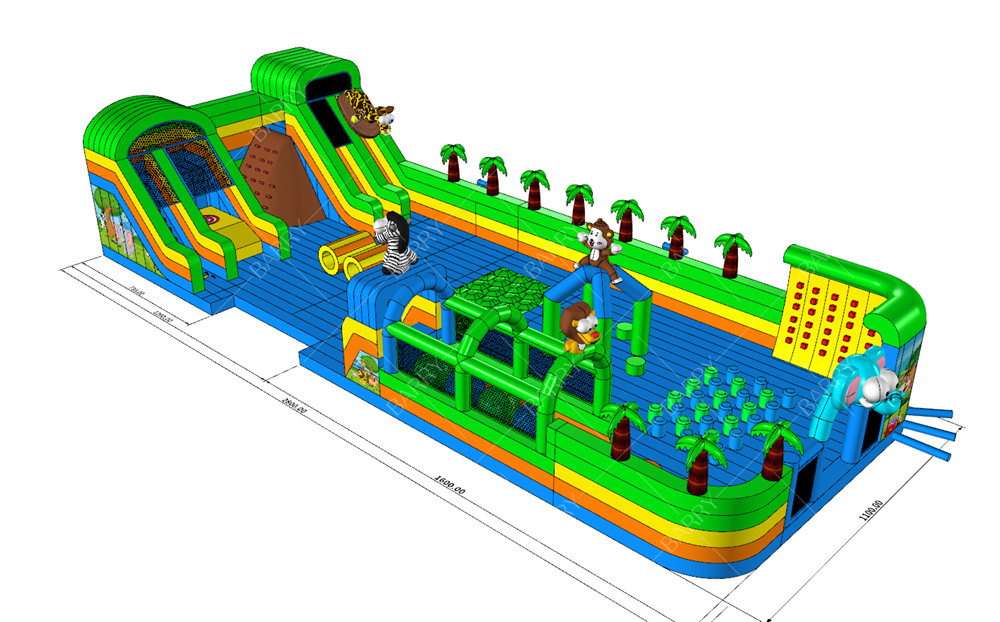 Zabawny szalony jazdę Park rozrywki Gry zwierzęce Bg Wydręczyciel Tor przeszkód Sliding Puffable Park rozrywki