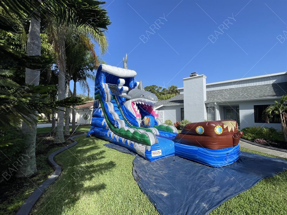Shark Theme Thickness PVC Inflatable Water Park Swimming Pool with Slide Water Pool for Children