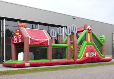 Cowboy Inflatable Obstacle Course Red Farm Bouncy Tor przeszkód