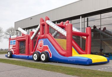 Funny Fire Truck Bounce House Tor przeszkód ze ścianą wspinaczkową