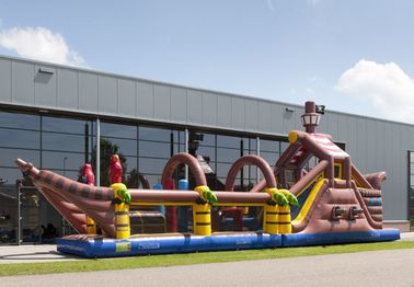 Dostosowane statek przeszkód Pirate Ship Bounce House Long Tunnel Obstacle Course