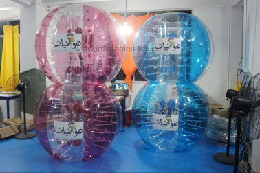 Dorosły czerwony kumpel piłka zderzaka, niebieski człowiek nadmuchiwane zderzak Bubble Ball Logo wydrukowane