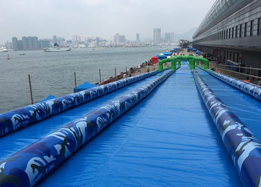 Long Funny Blue 3 Lane 1000ft City Slip A Slide Zjeżdżalnia wodna